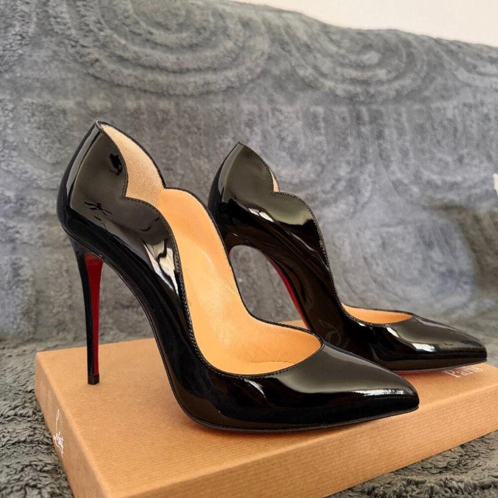 Christian Louboutin Hot Chick 100 Pumps • Black Patent • Size 35 • New in Box - Picture 7 of 9